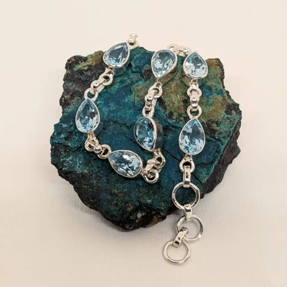 Pear Cut Blue Topaz Bracelet