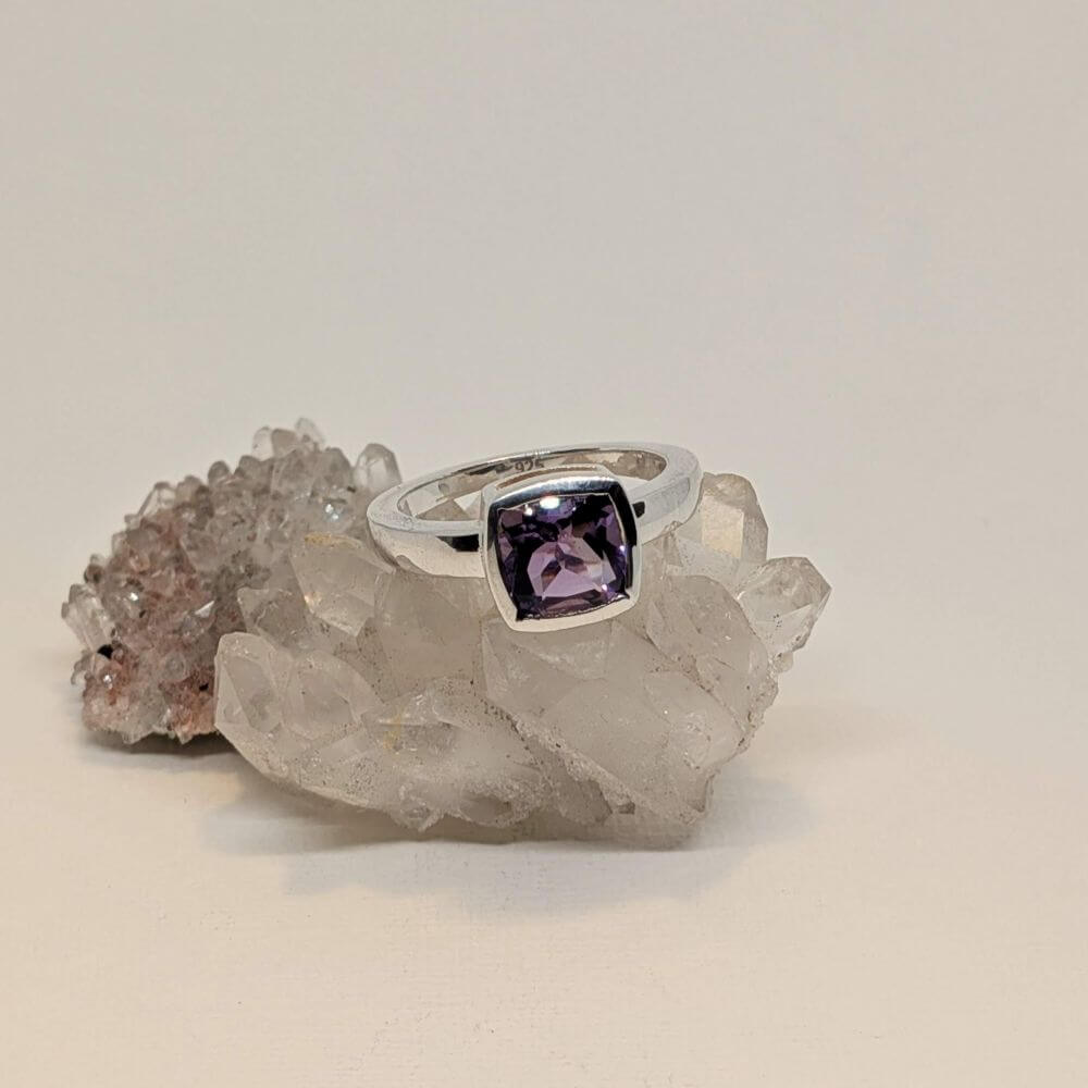 Amethyst Square‑Cut Ring