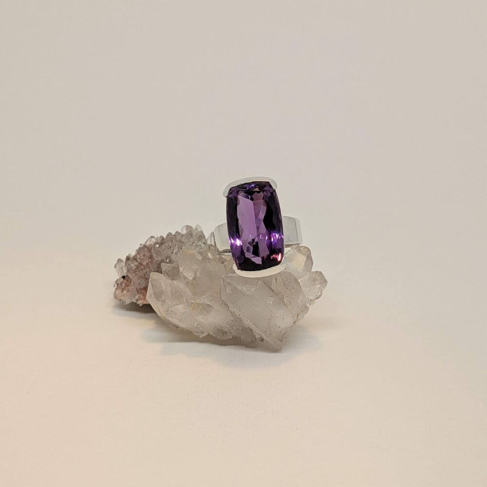 Amethyst Emerald‑Cut Ring