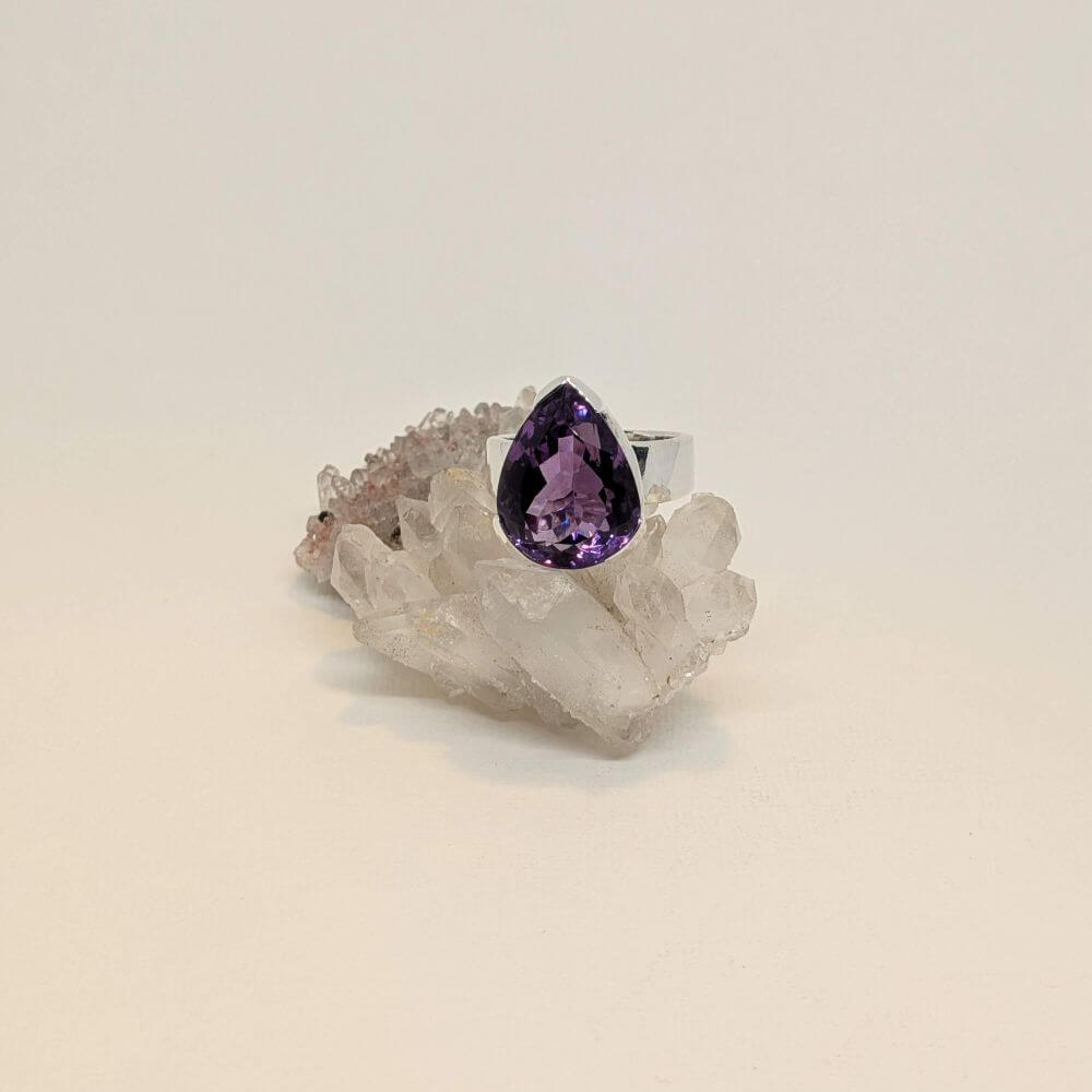 Amethyst Pear‑Cut Ring