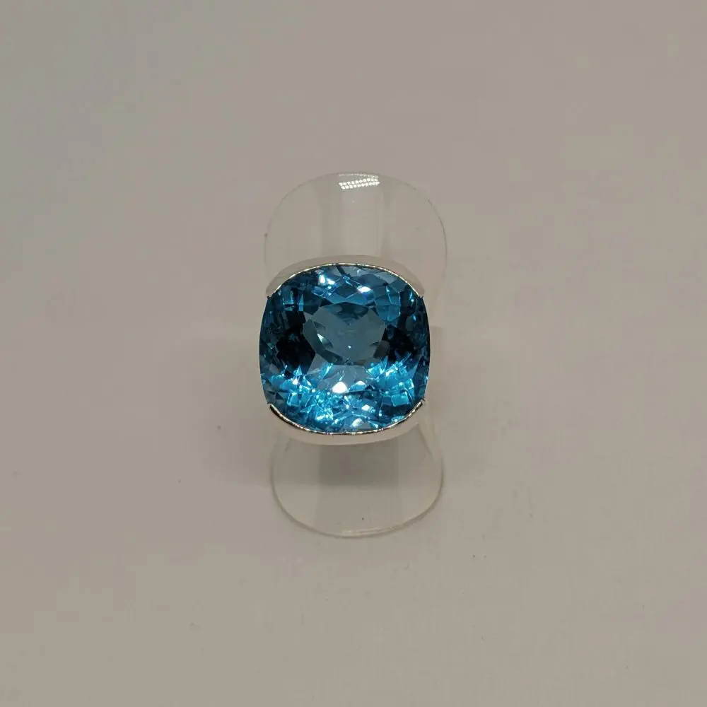 Cushion Cut Blue Topaz Ring - Size 7 - Image 2