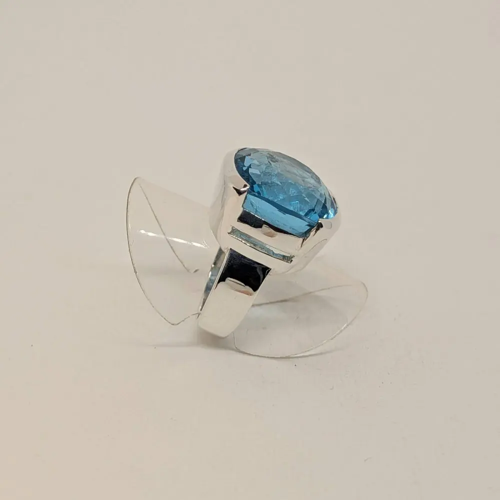 Cushion Cut Blue Topaz Ring - Size 7 - Image 3