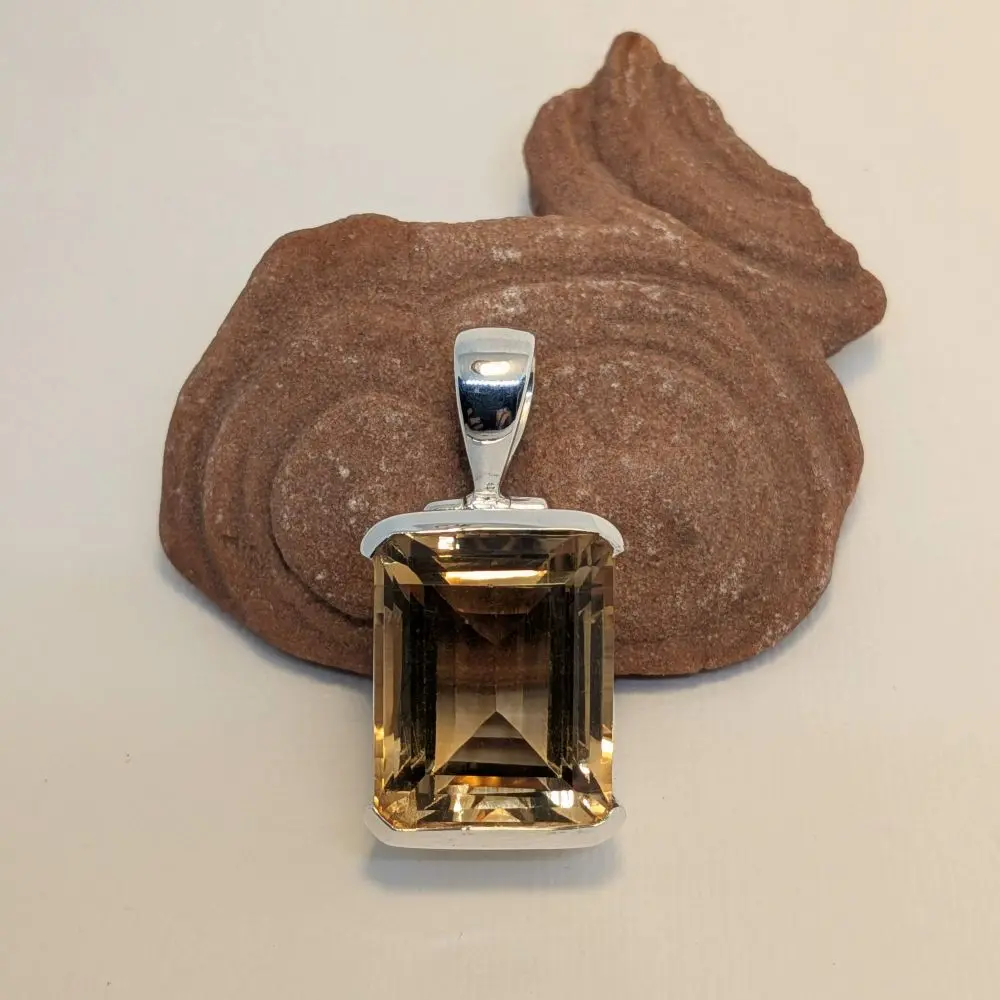 Emerald Cut Citrine Pendant