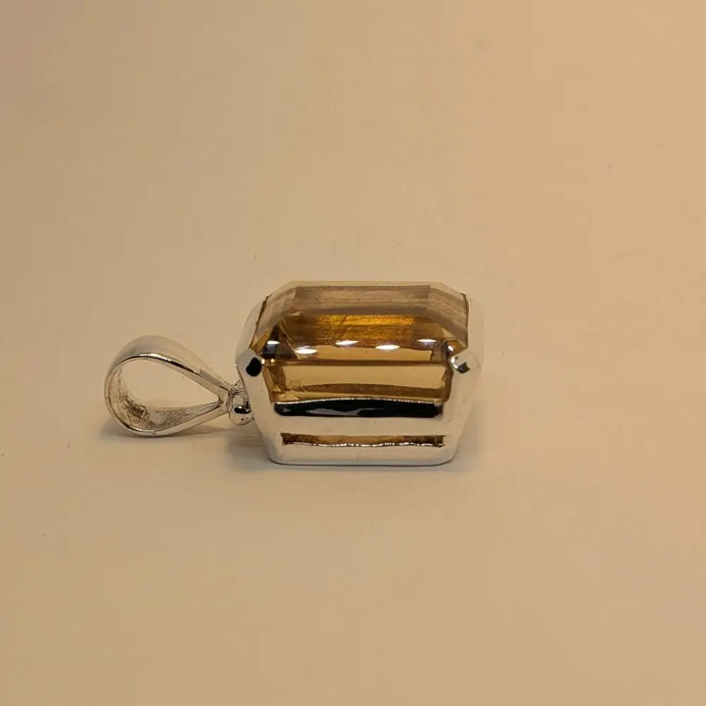Emerald Cut Citrine Pendant - Image 3