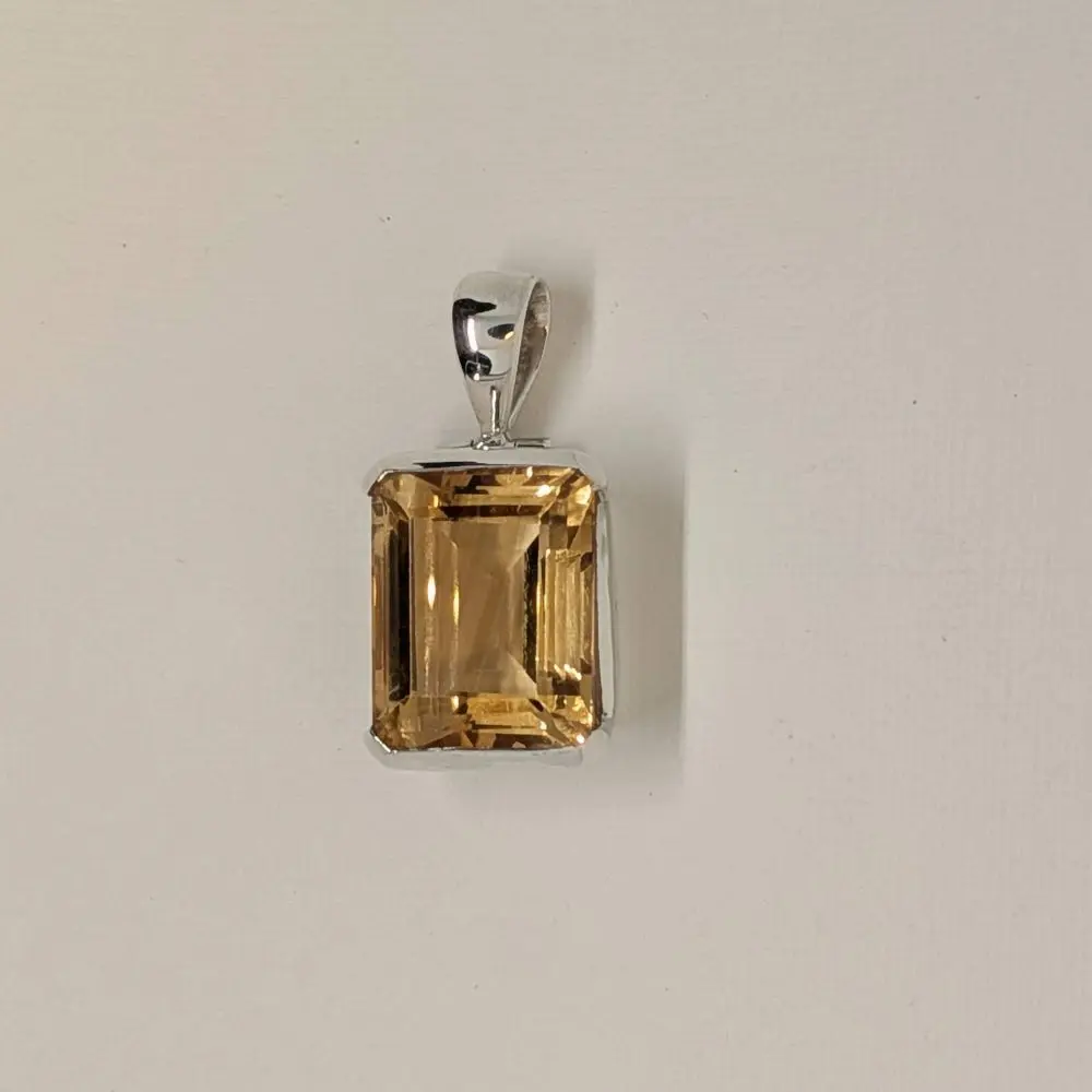 Emerald Cut Citrine Pendant - Image 2