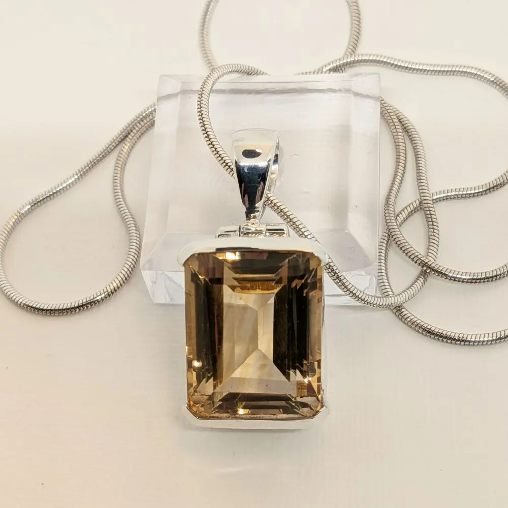 Emerald Cut Citrine Pendant - Image 5