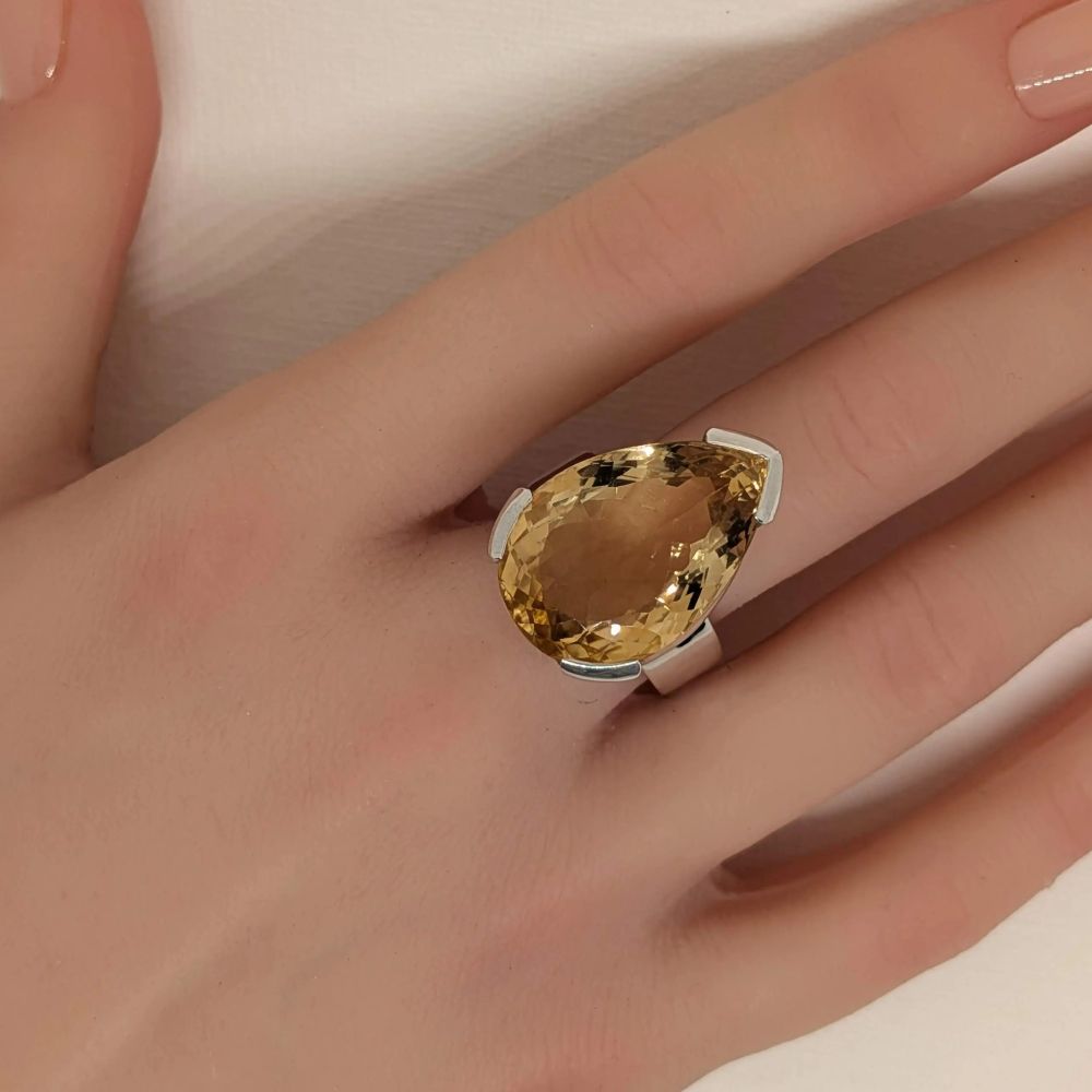 Pear Cut Citrine Ring