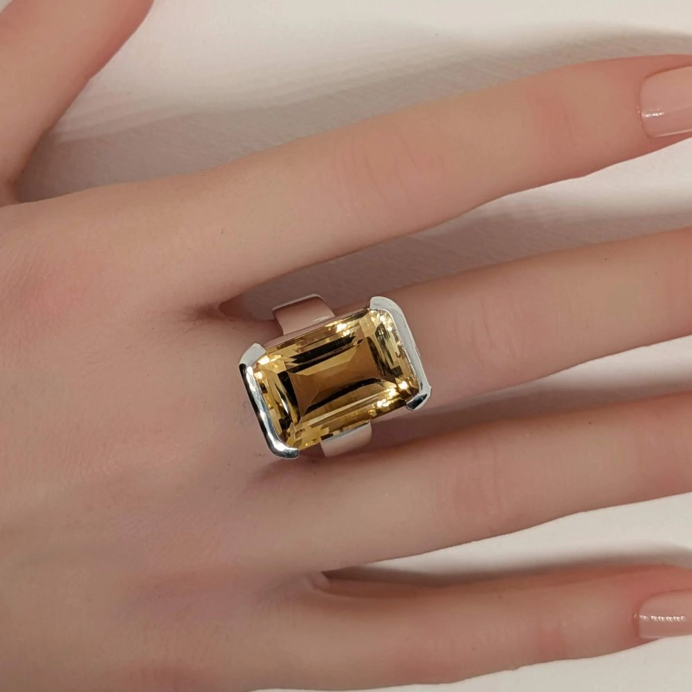 Emerald Cut Citrine Ring - Image 2