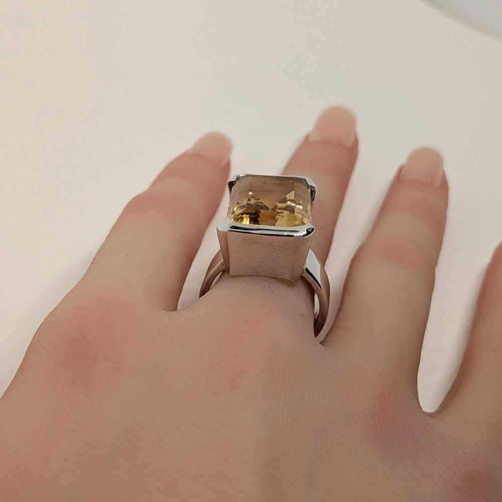 Emerald Cut Citrine Ring - Image 3