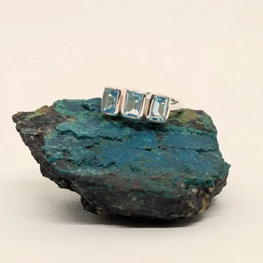 Triple Blue Topaz Ring – Size 7 - 8 - Image 2