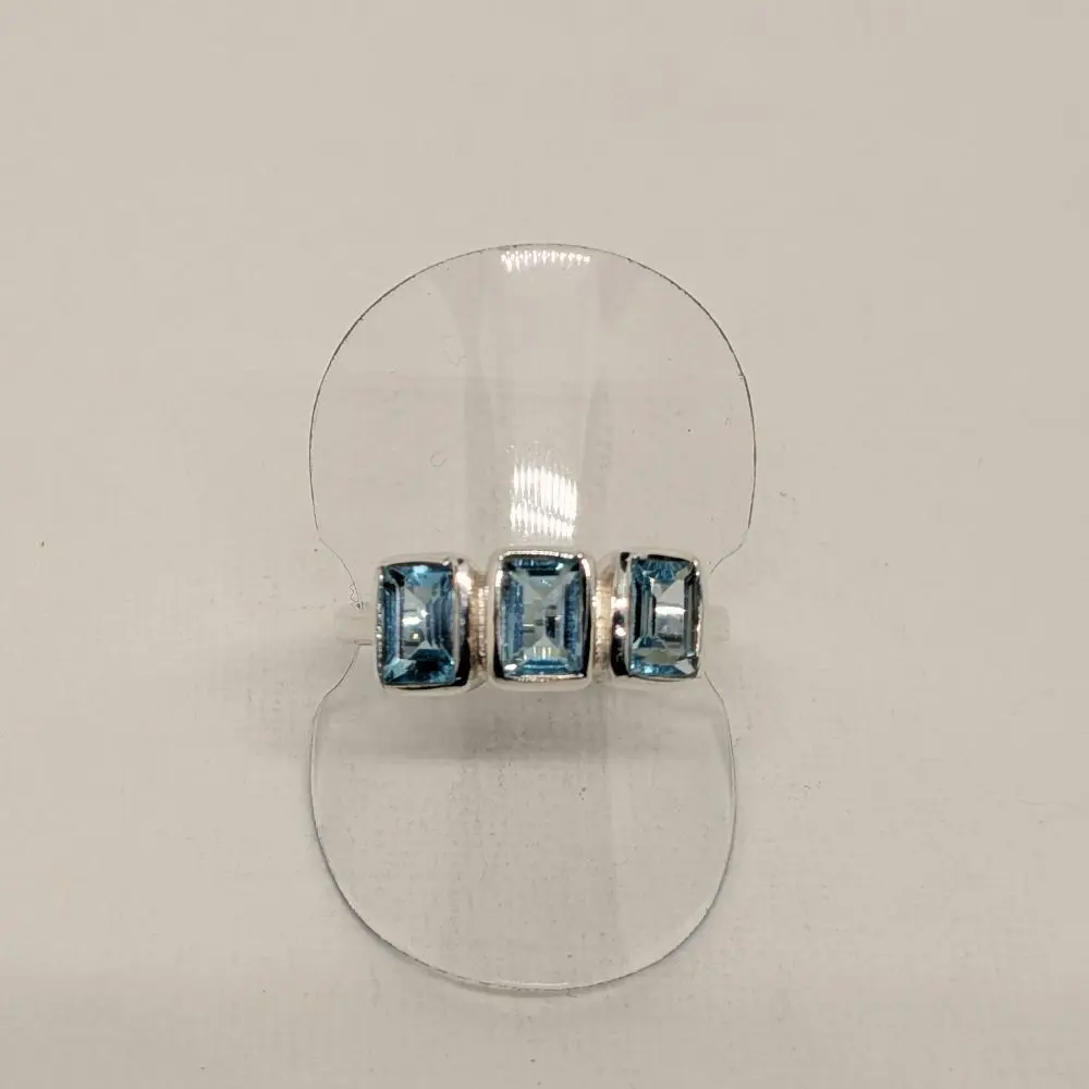Triple Blue Topaz Ring – Size 7 - 8 - Image 5