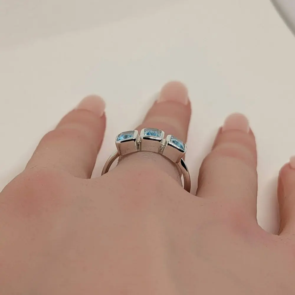 Triple Blue Topaz Ring – Size 7 - 8 - Image 4
