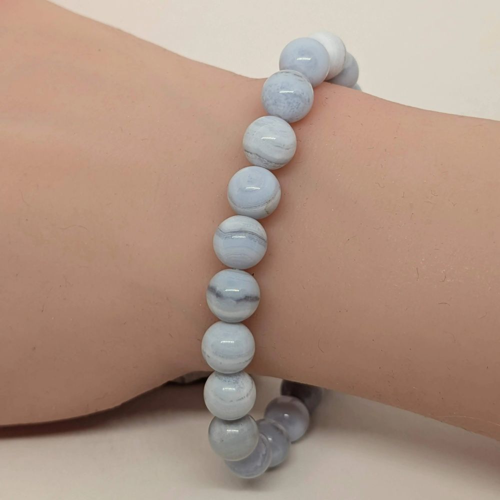 Blue Lace Agate (Rare) Bracelet – Peace, Soft Communication & Gentle Emotional Healing - Image 2