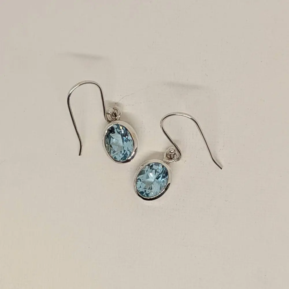 Blue Topaz Oval‑Cut Earrings