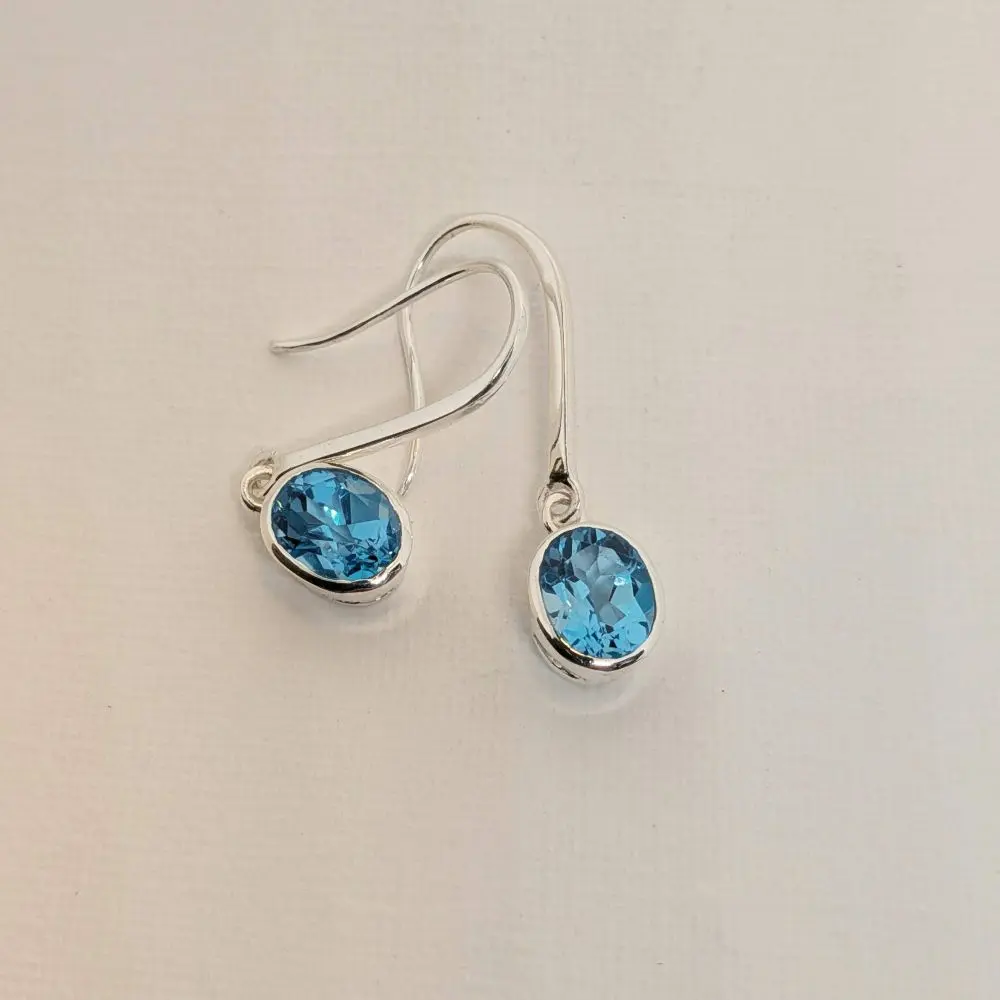 London Blue Topaz Long‑Hook Earrings