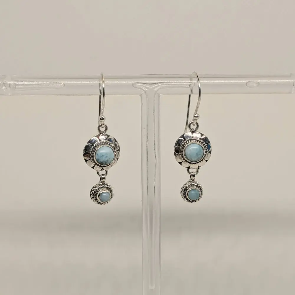 Larimar Earrings – Sterling Silver (Small & Fine)