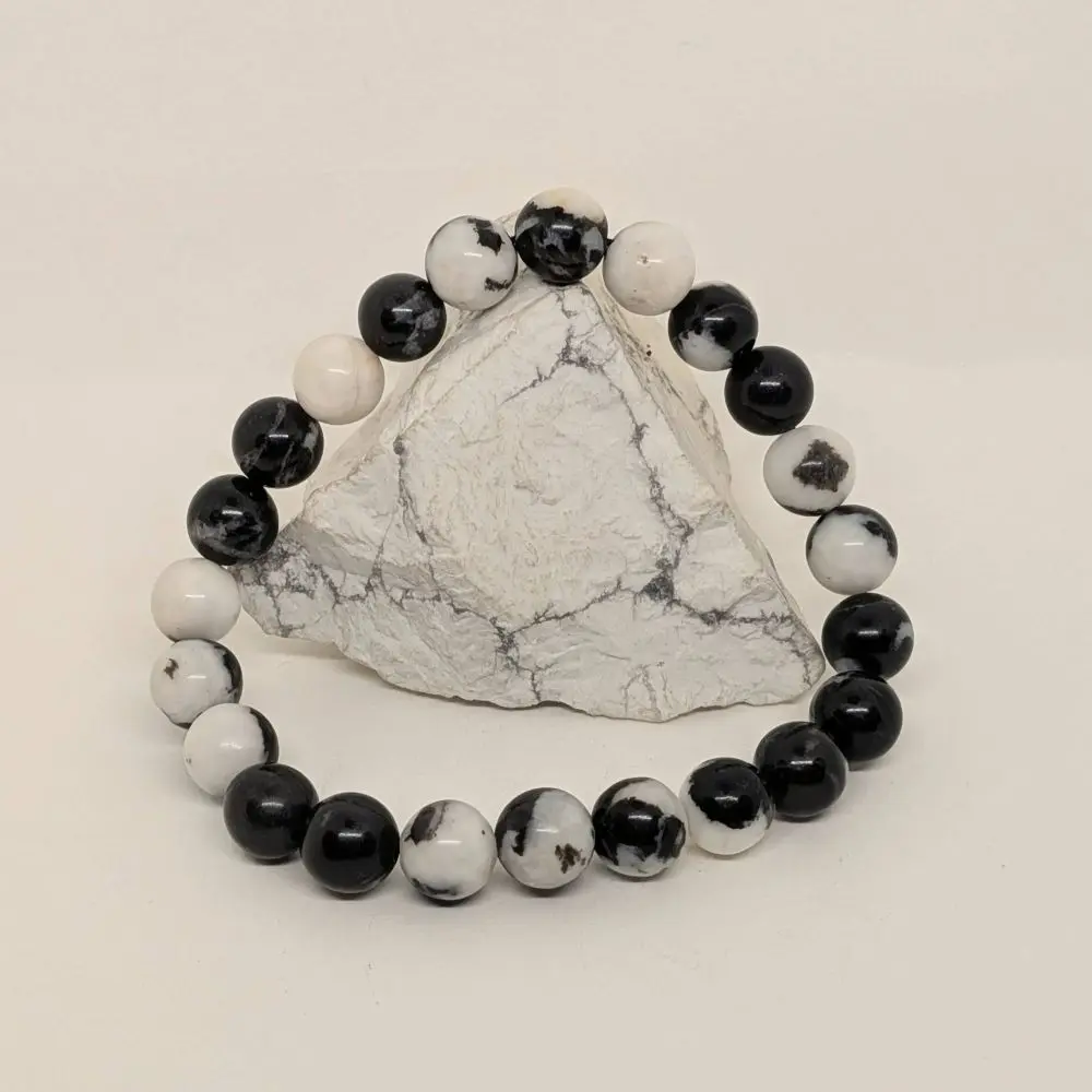 Black & White Zebra Jasper Bracelet – Balance, Strength & Grounded Harmony