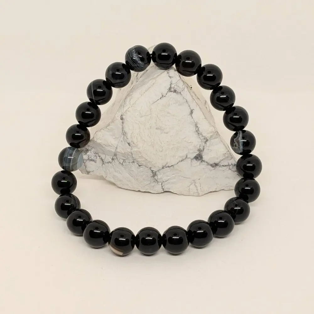 Black Striped Agate Bracelet – Stability, Strength & Emotional Protection