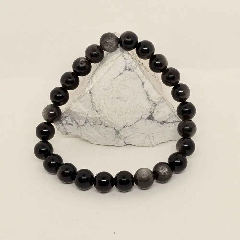Silver Obsidian Bracelet – Protection, Insight & Shadow Healing
