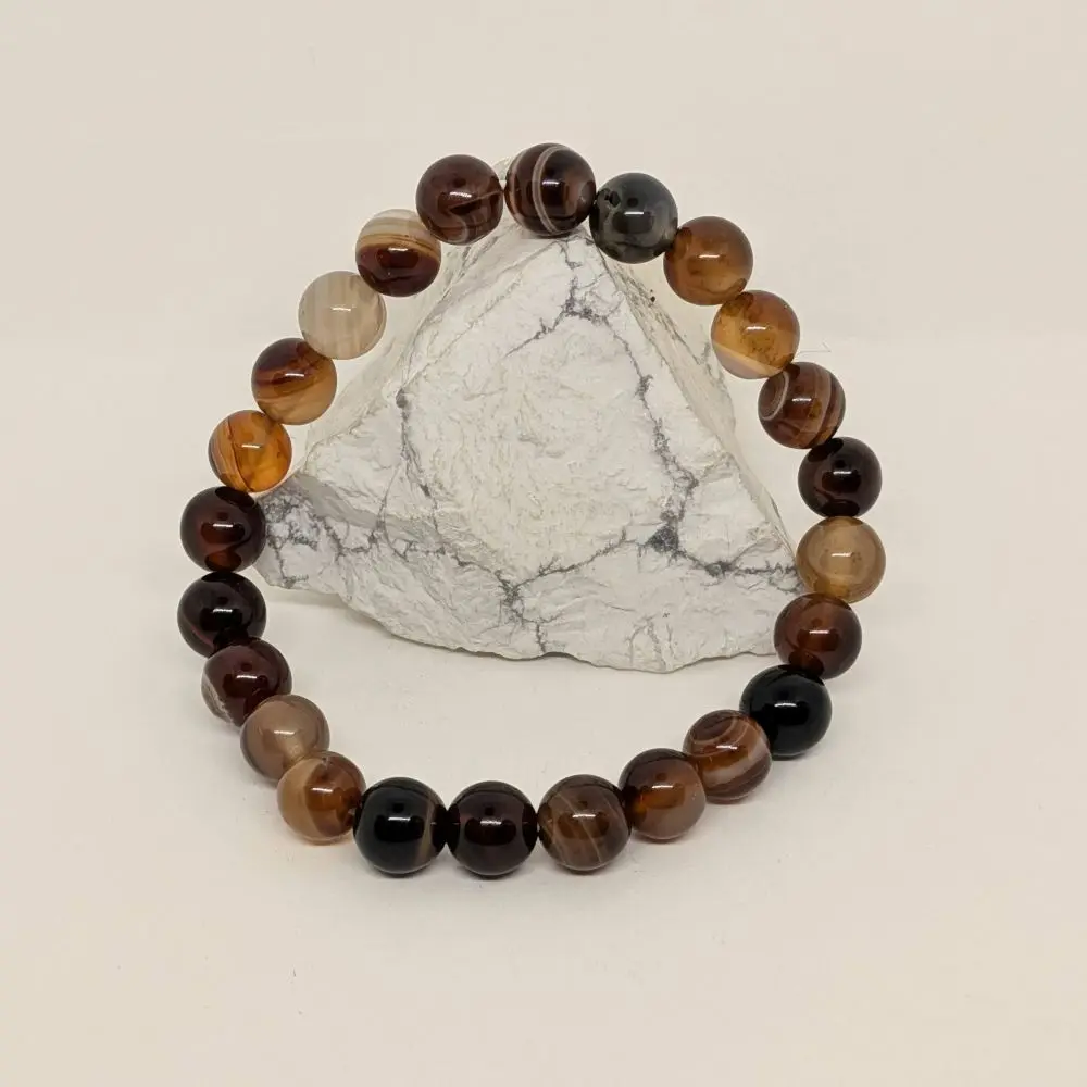 Coffee Striped Agate Bracelet – Stability, Grounding & Emotional Balance