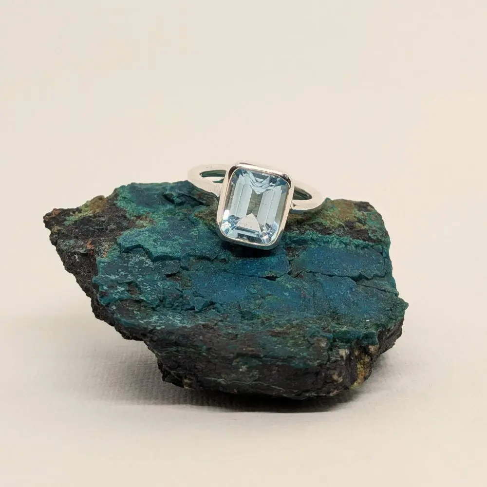 Blue Topaz Emerald‑Cut Ring - Size 7 - Image 2