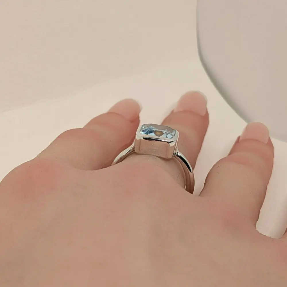 Blue Topaz Emerald‑Cut Ring - Size 7 - Image 3